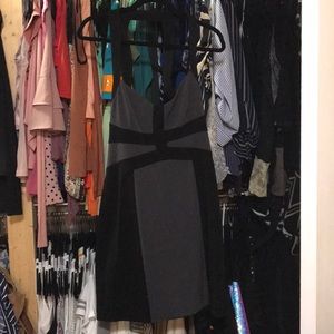 Laundry Gray and black midi dress